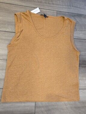 Banana Republic Heathered Mustard Scoop Neck Tank Linen Large PETITE